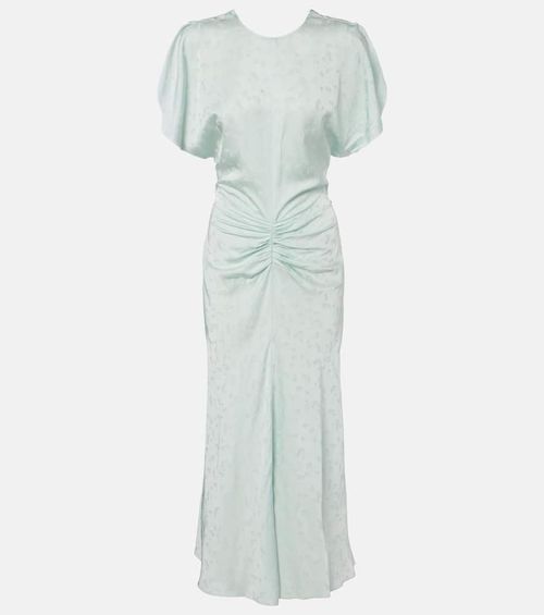 Gathered jacquard midi dress