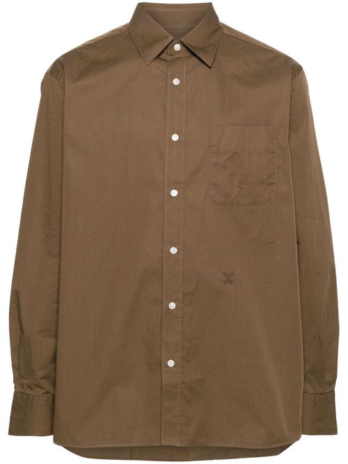 Logo-embroidered cotton shirt - Green