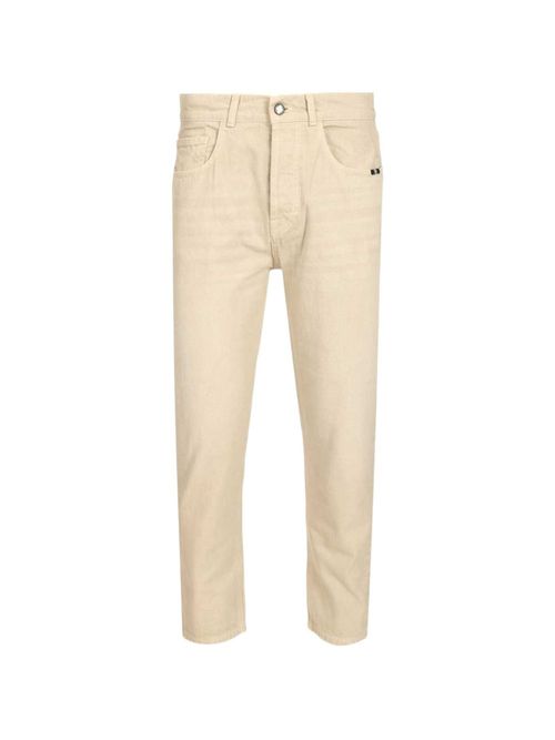 Beige Solid Casual Pants