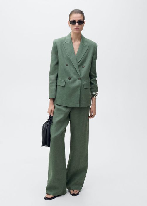Linen suit jacket forest green - Woman - 