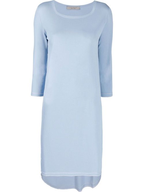 Long-sleeved knitted dress - Blue