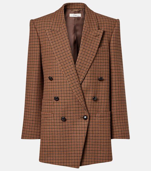 Chloé Checked double-breasted wool-blend blazer