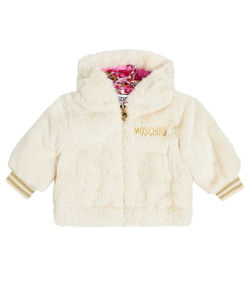 Moschino Kids Baby hooded faux fur jacket