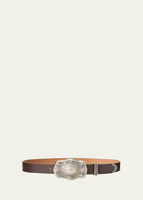 RL Western Soft Lux Leather Belt