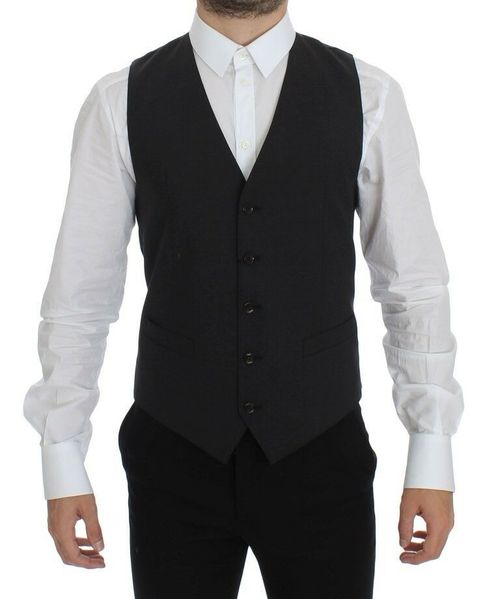 Wool Stretch Dress Vest — Gray