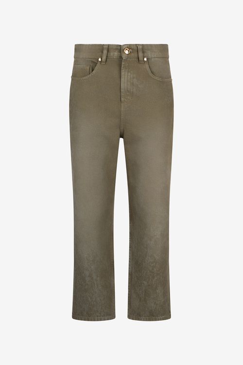 Olive Green Cropped Jeans