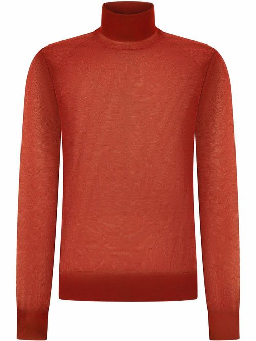 Transparent roll-neck top - Red