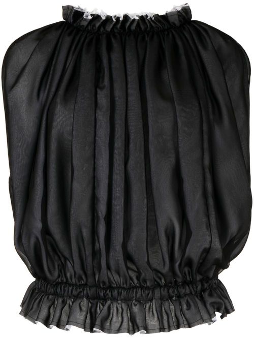 Sleeveless ruffle top - Black