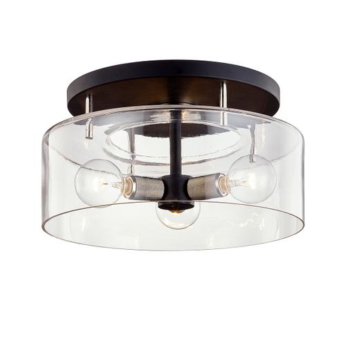 Troy Bergamot Station 3-Light Ceiling Light in Carbide Black & Polished Nicke