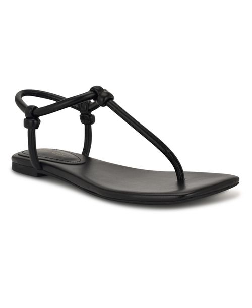 Women's Nortny Knotted T-Strap Flat sandals - Black
