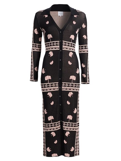 Women's Aquila Collared Sweater Midi-Dress - Ginko Border