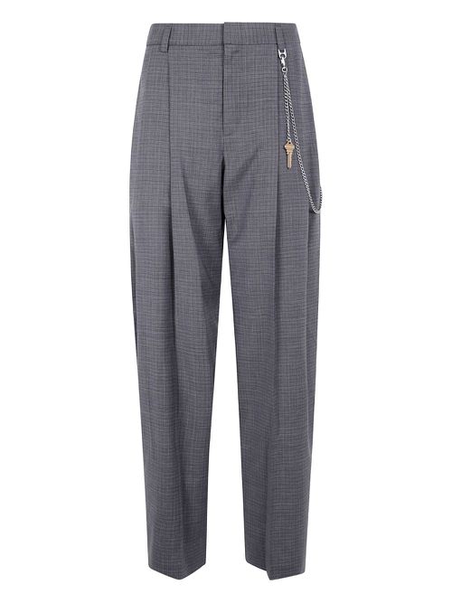 Pleated chain-detail trousers - Grey