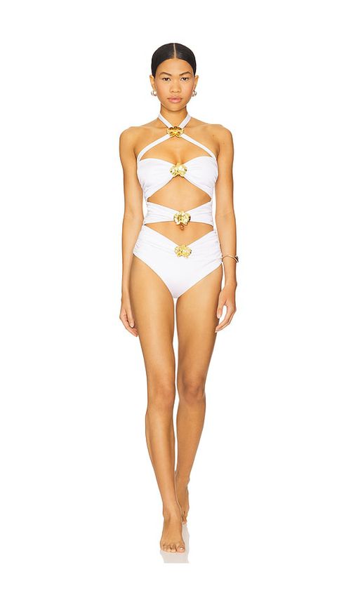 CIN CIN Diamond Orchid Cut Out One Piece Swimsuit in White. -  S also in