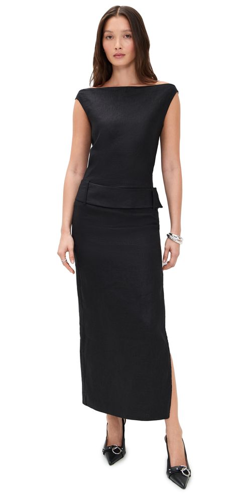 Raquel Off Shoulder Midi Dress Black 0P