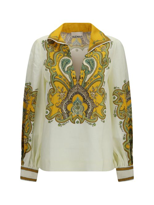 Printed Linen Shirt — Cream