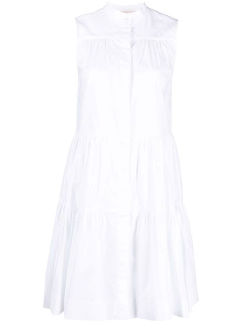 Tiered cotton shirtdress - White
