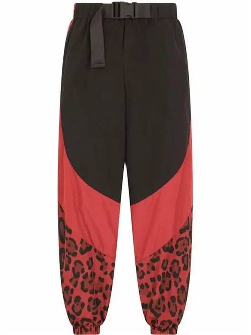 Panelled leopard-print trousers - Black