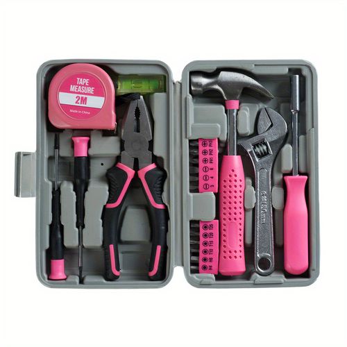 TEMU 20pcs Professional-grade Home Manual Tool Kit With Non-slip Handles, Multifunctional Repair Toolbox For Household Maintenance/small Renovation