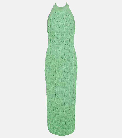 Monogram openwork midi dress