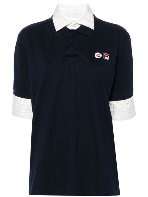 Logo-embroidered layered polo shirt - Blue