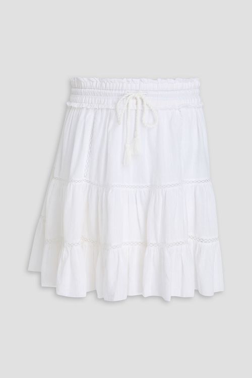 Lioline tiered cotton-blend jacquard mini skirt - White - FR 34