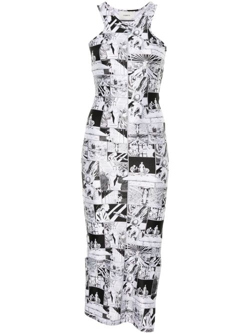 Cartoon-print maxi dress - Black