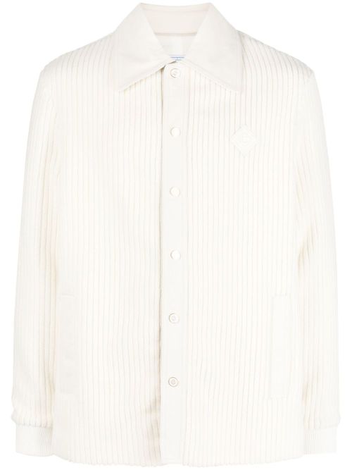 Ribbed buttoned cardigan - White