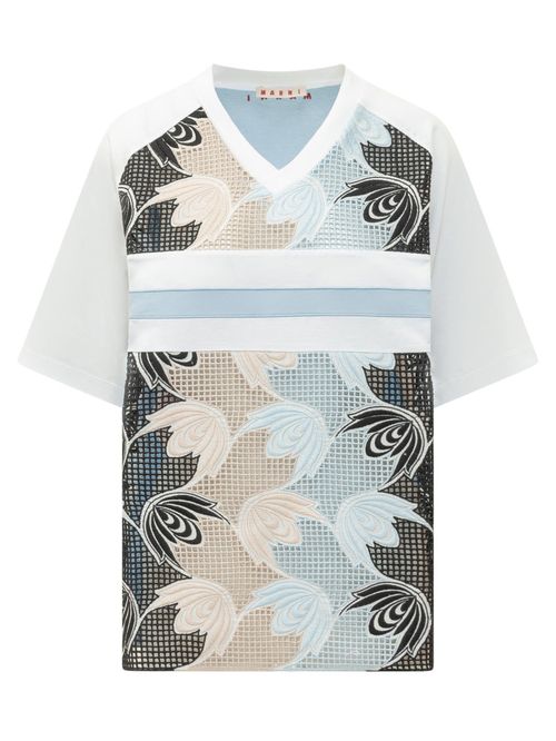 Multicolor Floral V Neck T-Shirt