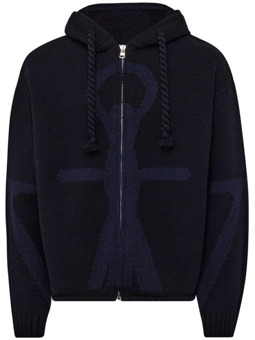 Anchor logo zip hoodie - Black