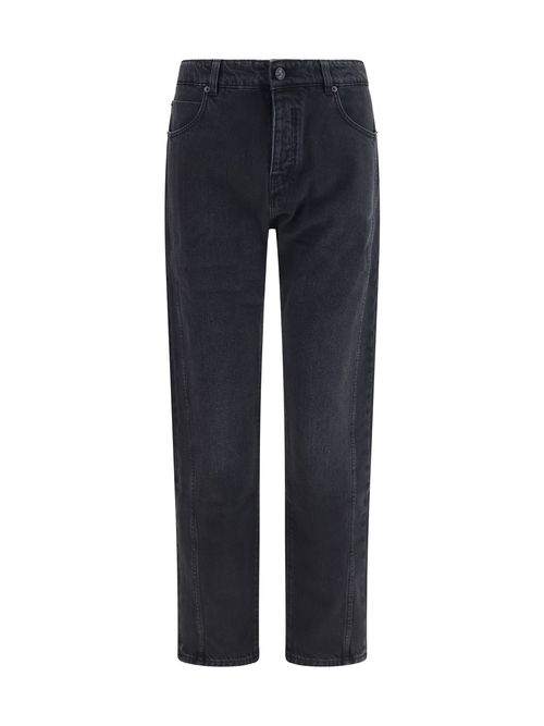 Straight-Leg Denim Jeans — Black