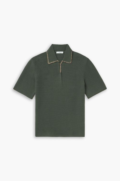 Embroidered cotton polo shirt - Green - L