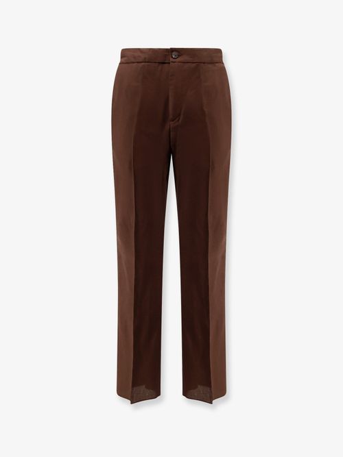 Linen Viscose Trousers — Brown