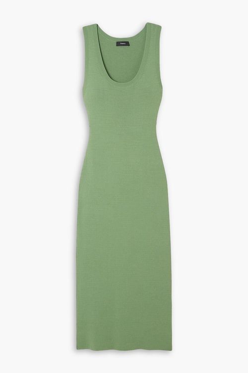 Ribbed-knit midi dress
