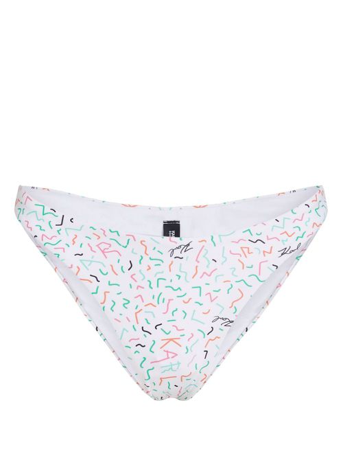 Geometric-print high-leg bikini bottoms - White