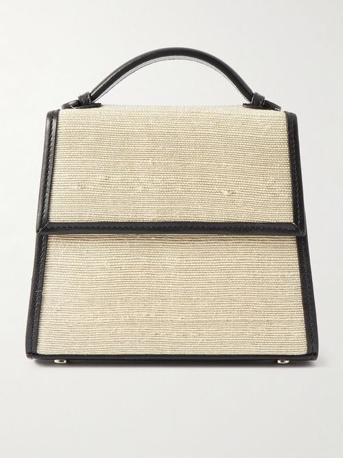 Small Leather-trimmed Raffia Tote