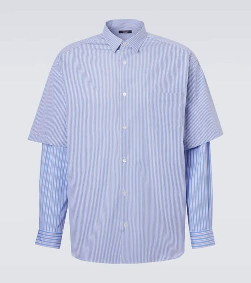Comme des Garçons Homme Layered striped cotton poplin shirt
