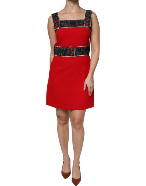 Wool A-Line Flared Dress — Red