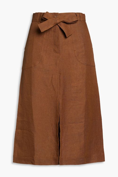 Dana linen midi skirt - Brown - XS