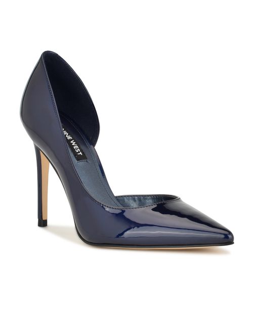Women's Folowe Stiletto Pointy Toe Dress Pumps - Dark Blue Patent- Manmade