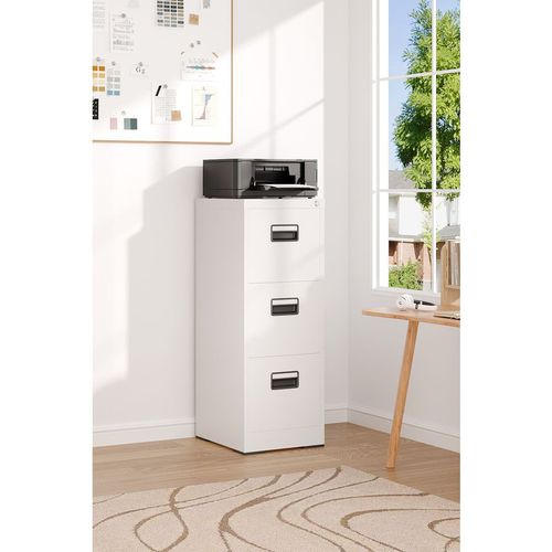 Steel 3-Drawer Lockable File Cabinet with Anti-Tilt Design