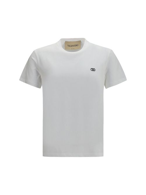 VLogo Embroidered Cotton T-Shirt — White