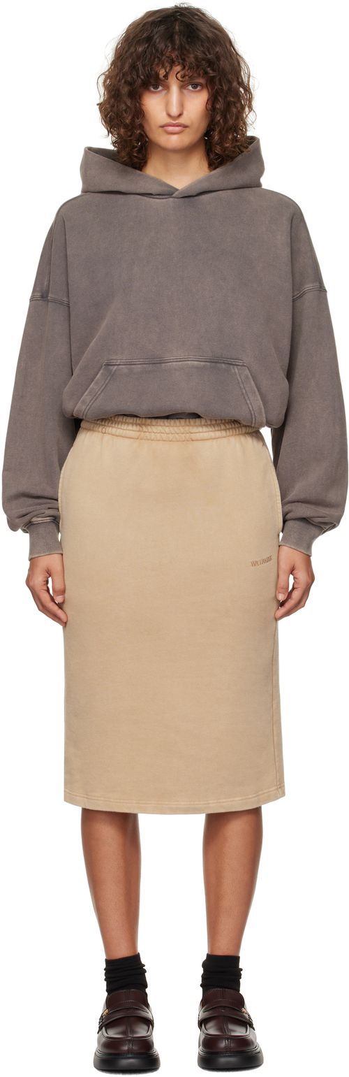 We11done Gray & Brown Layered Hoodie Midi Dress