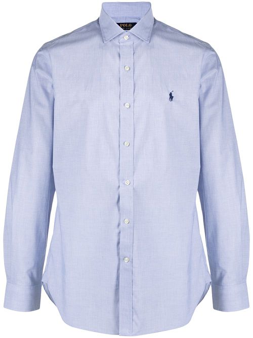 Embroidered logo shirt - Blue