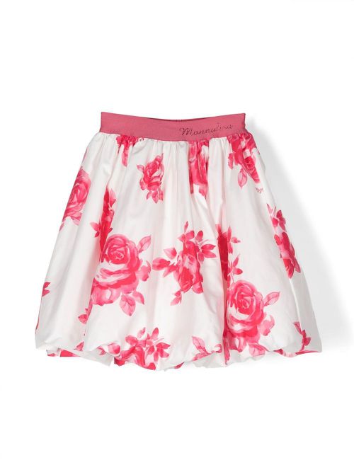 Floral-print puffball skirt - White