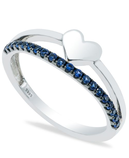 Sapphire (1/5 ct. t.w.) Heart Ring in Sterling Silver - Sapphire