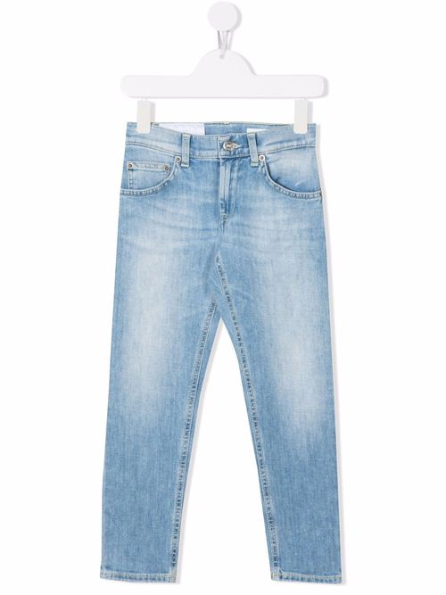 Straight-leg cotton-blend jeans - Blue