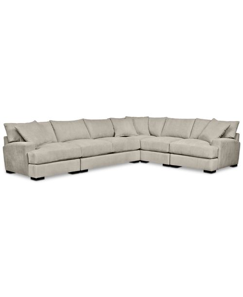 Closeout! Rhyder 5-Pc. Fabric Sectional Sofa with Apartment Sofa, Created for Parallel Stone Beige