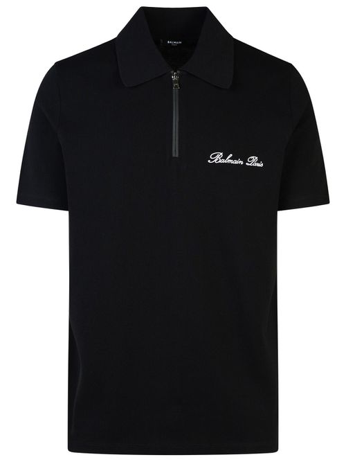 Signature Black Cotton Polo Shirt