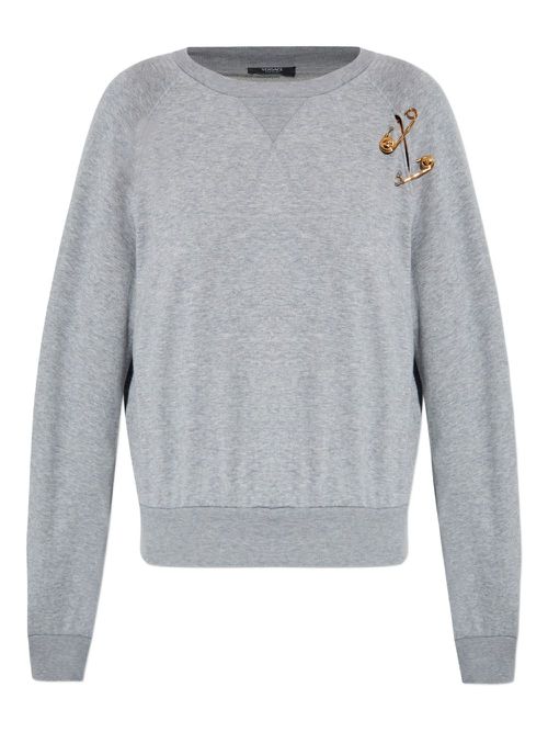 Raglan-sleeve safety-pin sweatshirt - Grey
