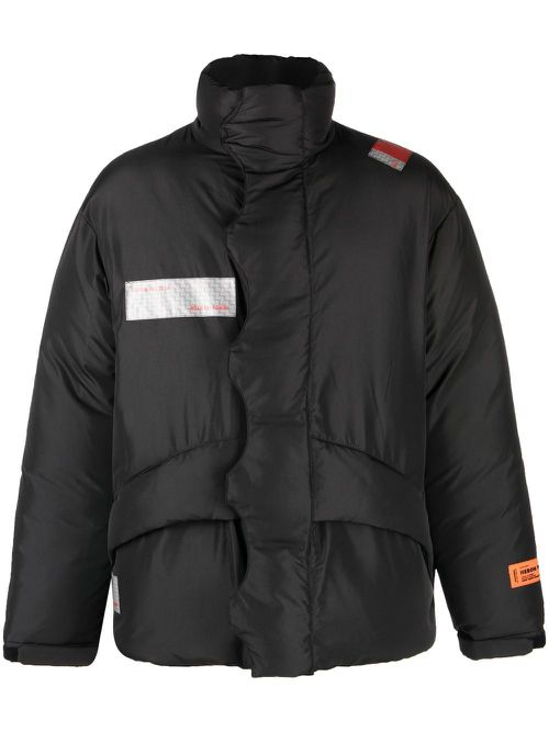 Logo-patch padded coat - Black
